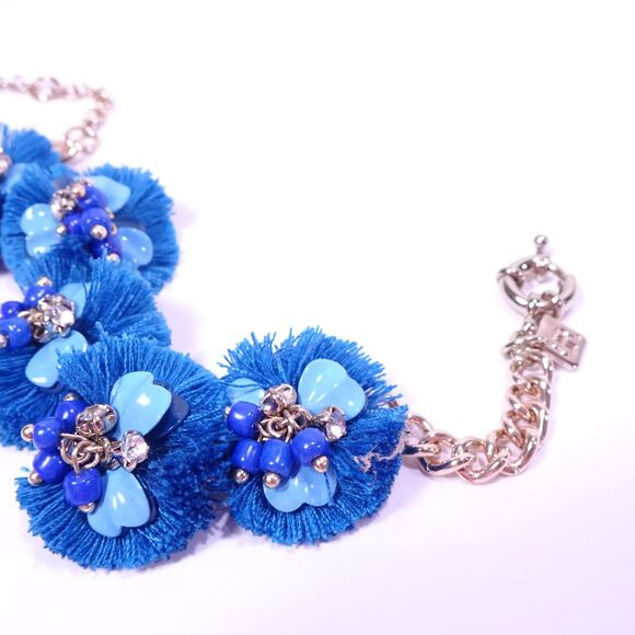 Banana Republic Women's Blue Summer Fridays Fringe Petal Bracelet NWT 45 - Picture 4 of 5